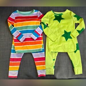Cat & Jack Multicolor Striped and Green Star Pajama Set size 2T